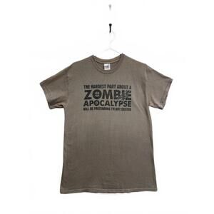 Vtg 90's Gildan Zombie Apocalypse Graphic T-Shirt Double Stitch Sz M or W Medium